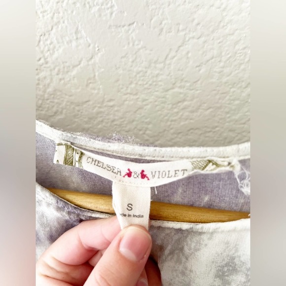 Chelsea & Violet Purple Ruffle Abstract Boho Midi Dress Size S - Picture 2 of 8